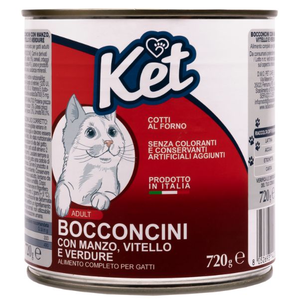 Image of Ket Cat Adult Bocconcini 720 gr - Manzo e vitello Cibo umido per gatti