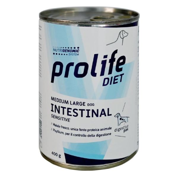 prolife veterinary formula prolife dog sensitive medium/large 400 gr - intestinal confezione da 6 pezzi cibo umido per cani uomo