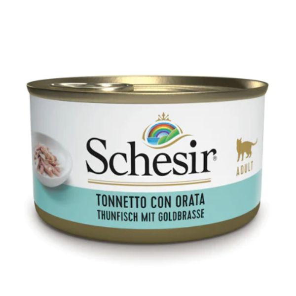 Image of Schesir Cat Adult in Jelly 85 gr - Tonnetto con Orata Confezione da 6 pezzi Cibo umido per gatti