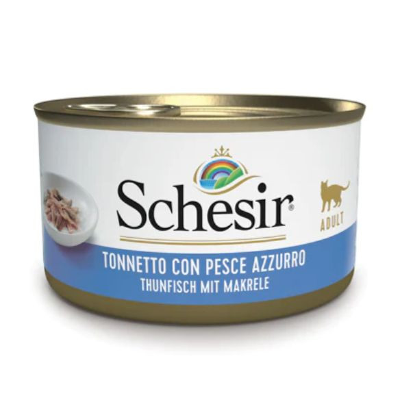Image of Schesir Cat Adult in Jelly 85 gr - Tonnetto e Pesce Azzurro Confezione da 6 pezzi Cibo umido per gatti