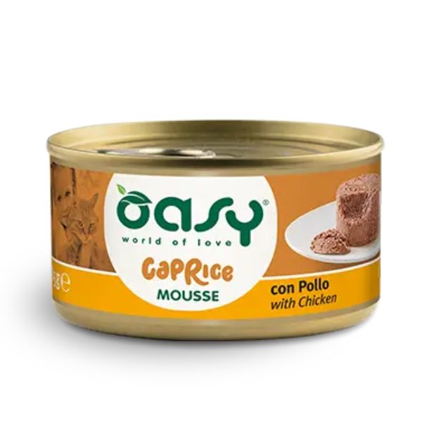 Image of Oasy Caprice Cat Adult Mousse Grain Free 85 gr - Pollo Confezione da 18 pezzi Cibo umido per gatti