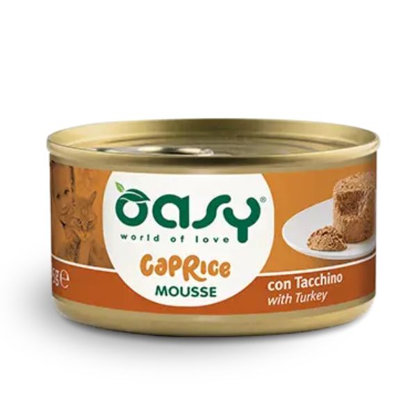 Image of Oasy Caprice Cat Adult Mousse Grain Free 85 gr - Tacchino Confezione da 18 pezzi Cibo umido per gatti