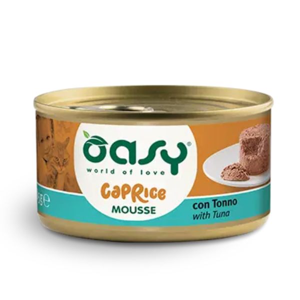 Image of Oasy Caprice Cat Adult Mousse Grain Free 85 gr - Tonno Confezione da 18 pezzi Cibo umido per gatti