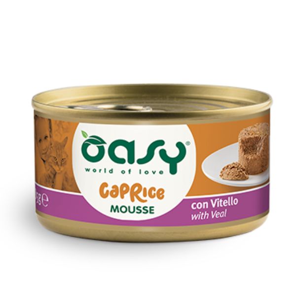 Image of Oasy Caprice Cat Adult Mousse Grain Free 85 gr - Vitello Confezione da 18 pezzi Cibo umido per gatti