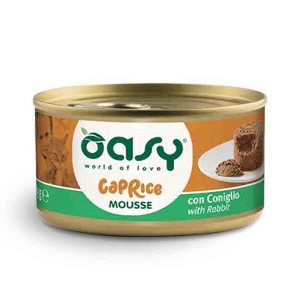 Image of Oasy Caprice Cat Adult Mousse Grain Free 85 gr - Coniglio Confezione da 18 pezzi Cibo umido per gatti