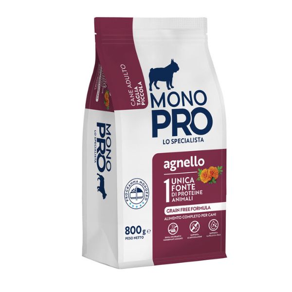 Image of Monopro lo specialista Adult Mini Grain Free Agnello - 800 gr Croccantini per cani Monoproteico crocchette cani