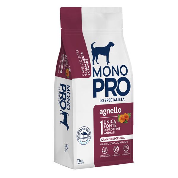 Image of Monopro lo specialista Adult Medium/Large Grain Free Agnello - 12 Kg Croccantini per cani Monoproteico crocchette cani