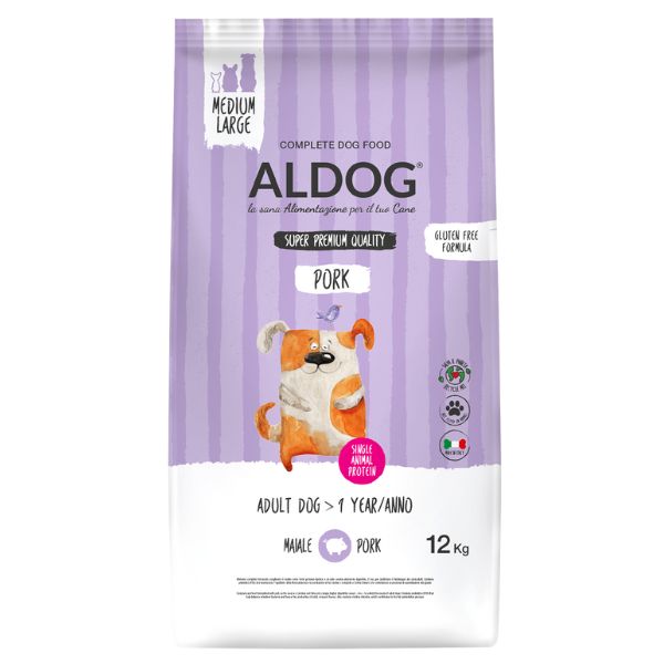 Image of Aldog Super premium Adult Medium/Large monoproteico con maiale - 12 Kg Croccantini per cani