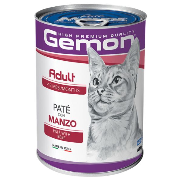 Image of Monge Gemon Adult Patè 400 gr - Manzo Confezione da 24 pezzi Cibo umido per gatti
