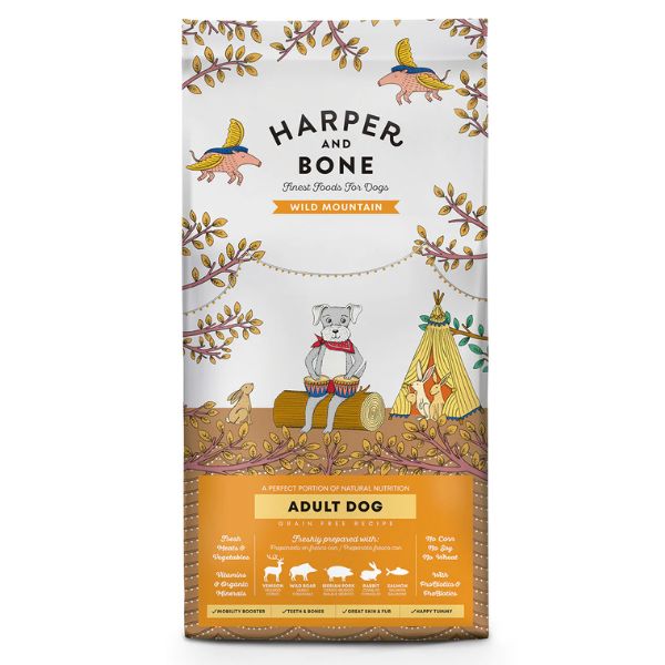 Image of Harper and Bone Adult Medium/Large Wild mountain Grain Free - 12 Kg Croccantini per cani