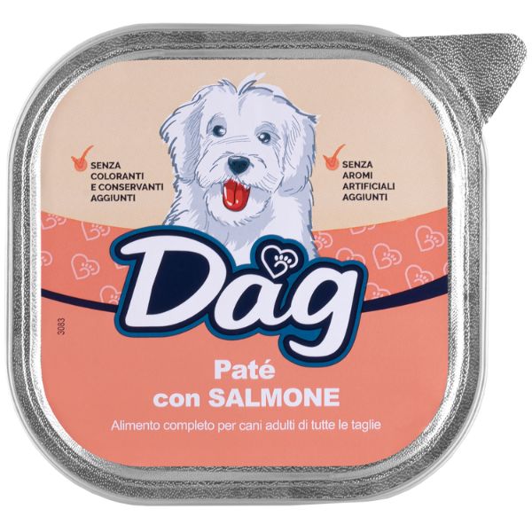 Image of Dag Dog All Breeds Patè 300 gr - Salmone Confezione da 6 pezzi Cibo Umido per Cani