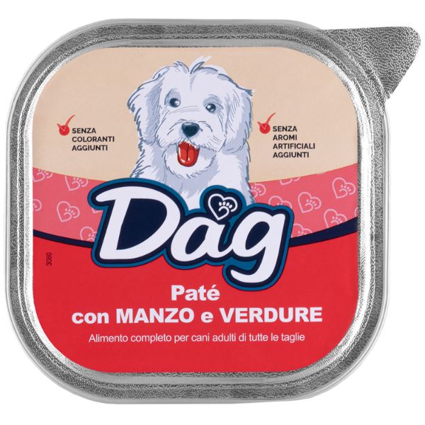 Image of Dag Dog All Breeds Patè 300 gr - Manzo e verdure Confezione da 6 pezzi Cibo Umido per Cani