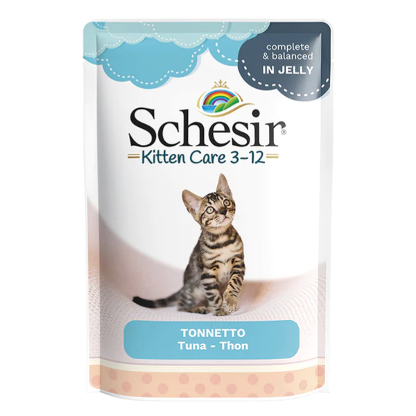 Image of Schesir Cat Soft Kitten in jelly 85 gr - Kitten Tonnetto Confezione da 20 pezzi Cibo umido per gatti