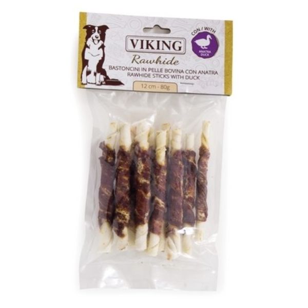 Image of Viking Rawhide snack per cani bastoncini in pelle bovina - 10 pezzi 12 cm - con anatra