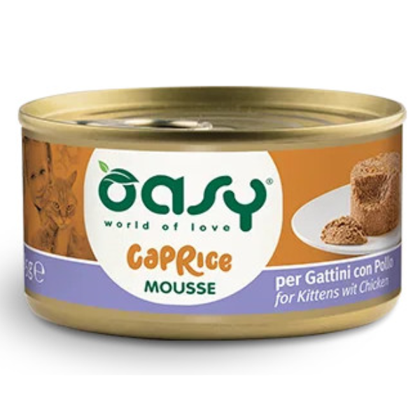 Image of Oasy Caprice Cat Adult Mousse Grain Free 85 gr - Kitten Pollo Confezione da 18 pezzi Cibo umido per gatti