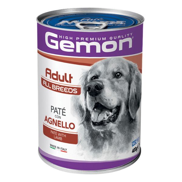 Image of Monge Gemon Dog Adult All Breeds Patè 400 gr - con Agnello Confezione da 24 pezzi Cibo Umido per Cani