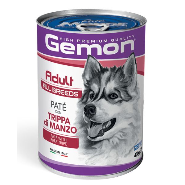 Image of Monge Gemon Dog Adult All Breeds Patè 400 gr - con Trippa di Manzo Confezione da 24 pezzi Cibo Umido per Cani