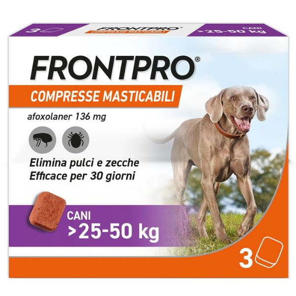 Frontpro compresse antiparassitarie masticabili Frontline - Per taglia Grande 25-50 Kg - Antiparassitario per cani - 1° ORDINE? scegli lo sconto BZR5 / BZR20 + 200 punti fedeltà