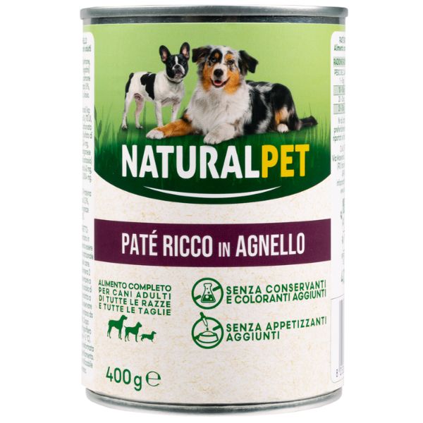 Image of NaturalPet Dog Adult Patè All Breeds 400 gr - Agnello Cibo Umido per Cani