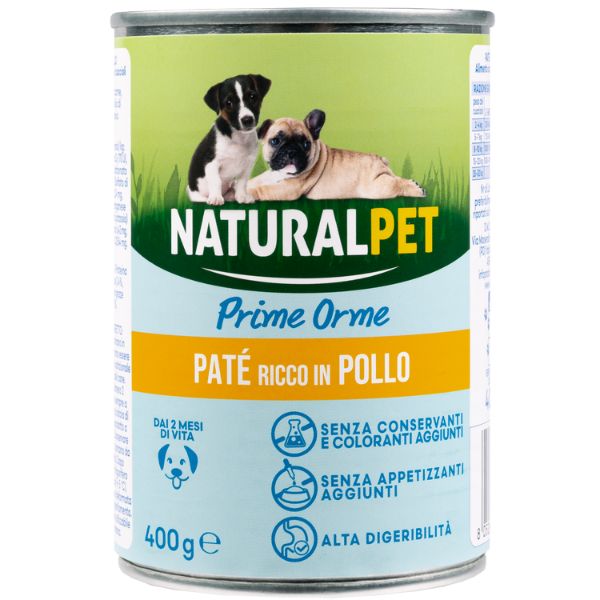 Image of NaturalPet Prime Orme Dog Puppy Patè 400 gr - Pollo Cibo Umido per Cani