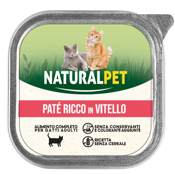 Image of NaturalPet Cat Adult Patè Grain Free 100 gr - Vitello Confezione da 6 pezzi Cibo umido per gatti