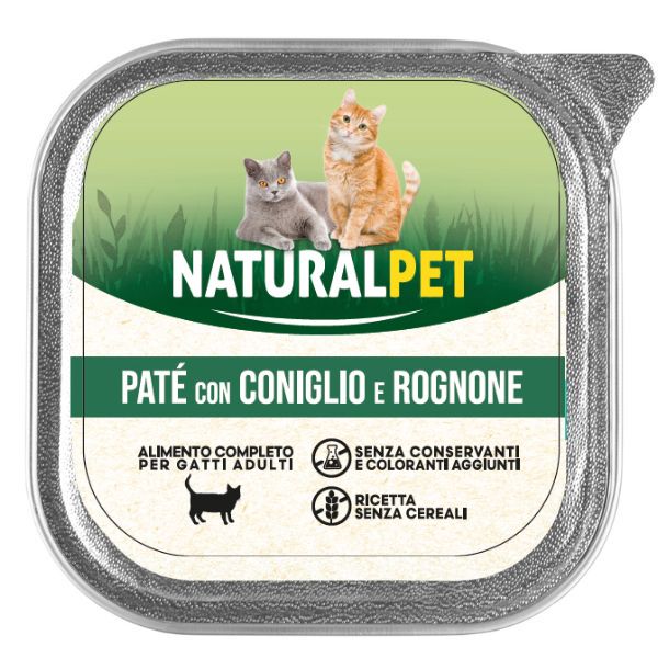 Image of NaturalPet Cat Adult Patè Grain Free 100 gr - Coniglio e rognone Confezione da 6 pezzi Cibo umido per gatti