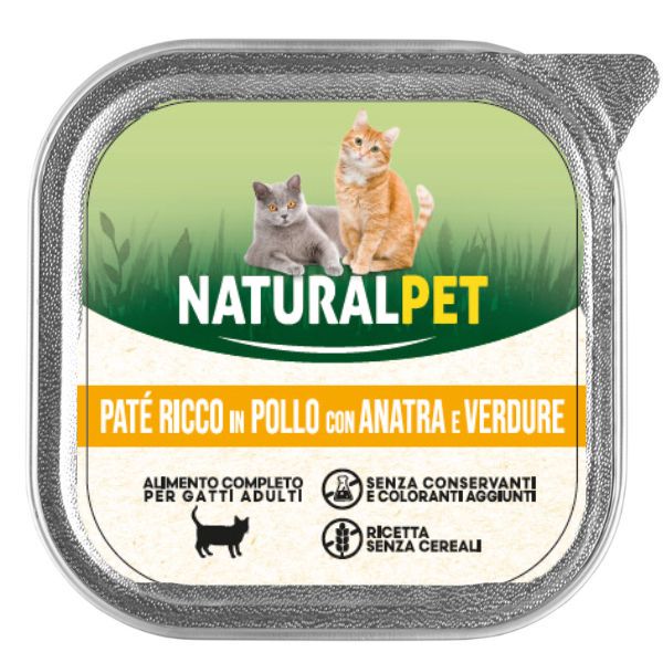 Image of NaturalPet Cat Adult Patè Grain Free 100 gr - Anatra, pollo e verdure Confezione da 6 pezzi Cibo umido per gatti