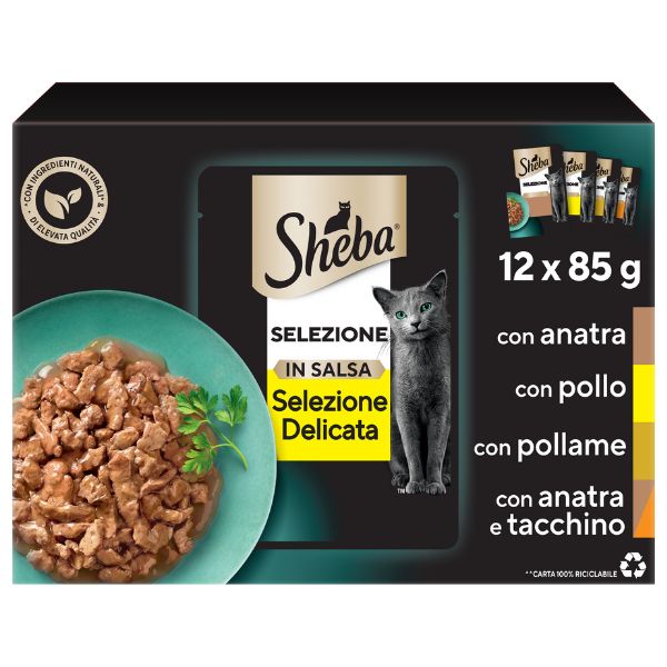 Image of Sheba Selezione in salsa Multipack 12x85 gr - Delicata Cibo umido per gatti