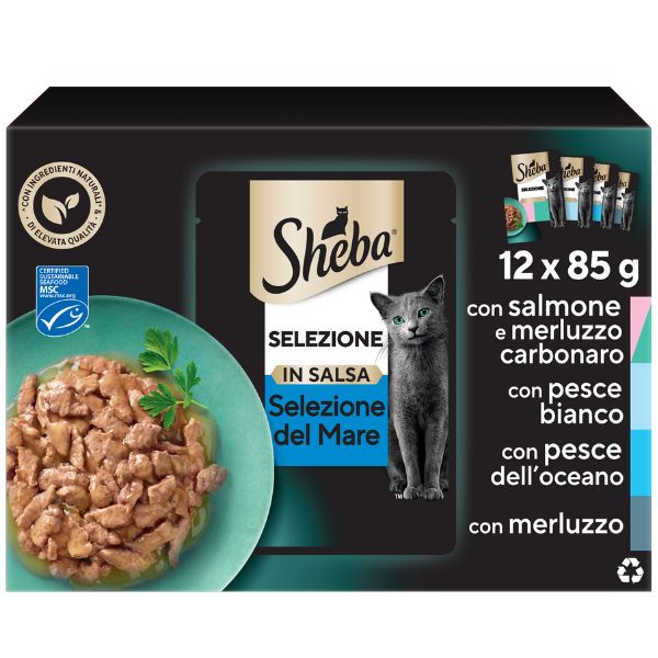 Image of Sheba Selezione in salsa Multipack 12x85 gr - Del Mare Cibo umido per gatti