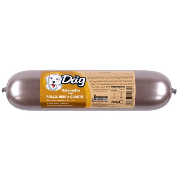 Image of Dag Dog Adult All Breeds Salamotto alimento umido 800 gr - Pollo, riso e verdure Cibo Umido per Cani