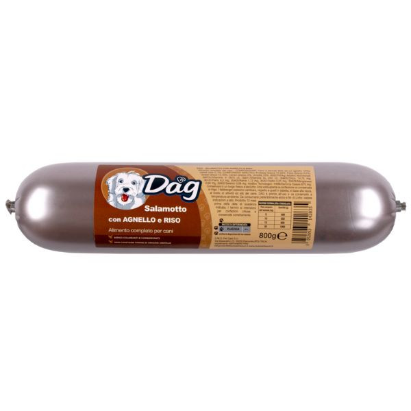Dag Dog Adult All Breeds Salamotto alimento umido 800 gr - Agnello e riso - Cibo Umido per Cani - 1° ORDINE? scegli lo sconto BZR5 / BZR20 + 200 punti fedeltà
