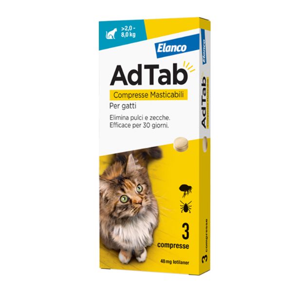 AdTab Elanco Compresse masticabili Antiparassitario orale per gatti - gatti >2 - 8 Kg