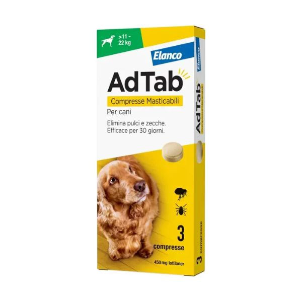 AdTab Elanco Compresse masticabili Antiparassitario orale per cani - cani >11 - 22 Kg