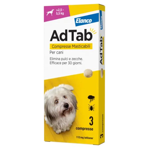AdTab Elanco Compresse masticabili Antiparassitario orale per cani - cani >2,5 - 5,5 Kg