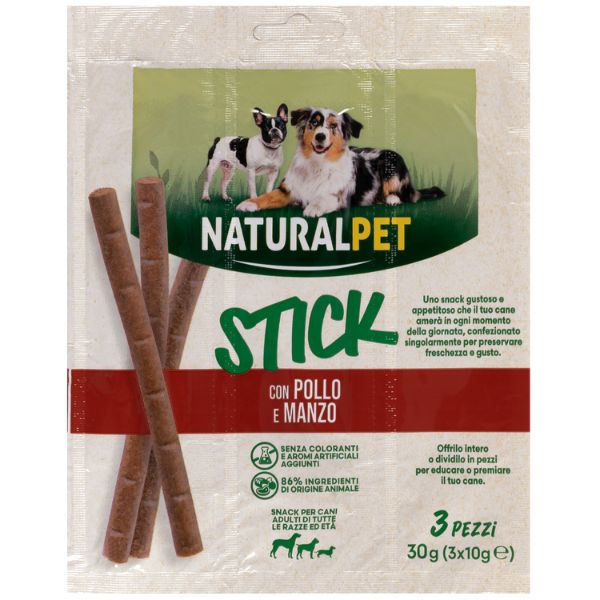 Immagine di NaturalPet Stick per cani All Breeds 3x10 gr - con Pollo e manzo