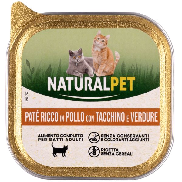 Image of NaturalPet Cat Adult Patè Grain Free 100 gr - Pollo e tacchino Cibo umido per gatti
