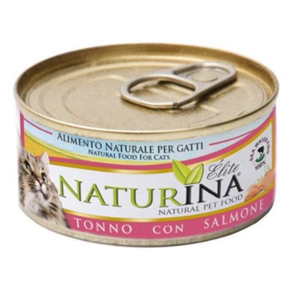Image of Naturina Elite Cat Adult All Breeds in acqua di cottura 70 gr - Tonno e salmone Cibo umido per gatti