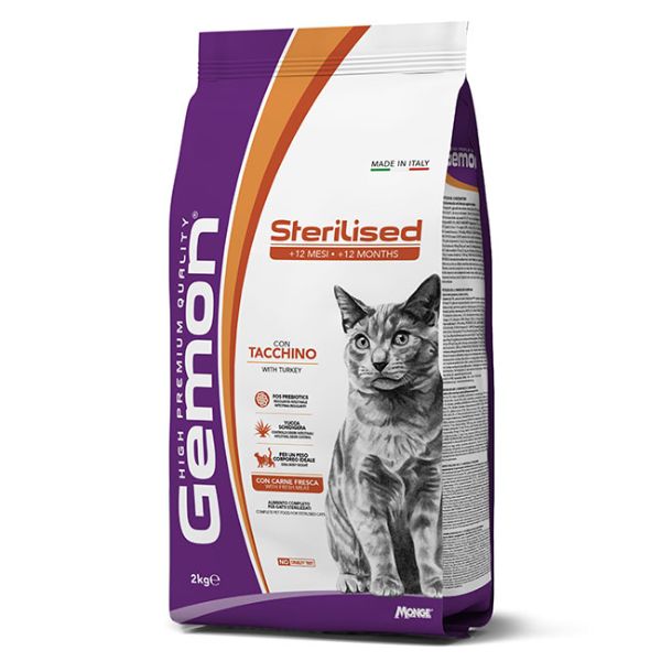 Image of Monge Gemon Cat Sterilised con Tacchino - 2 Kg Croccantini per gatti