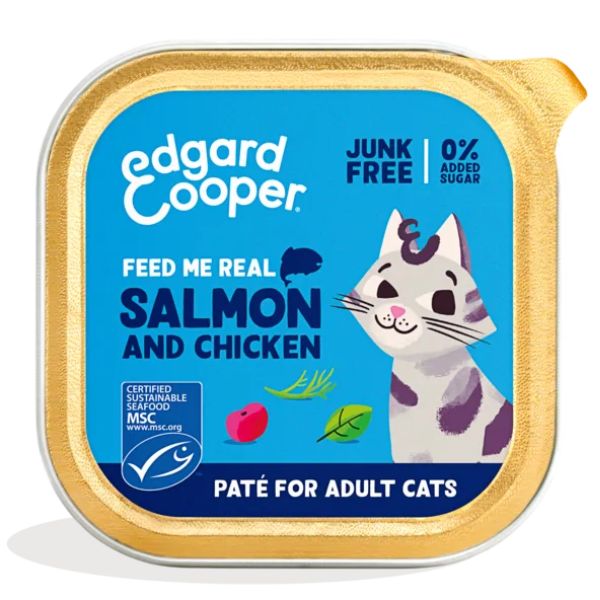 Edgard & Cooper Cat Adult Patè Grain Free 85 gr - Salmone e pollo Confezione da 16 pezzi - 1° ORDINE? scegli lo sconto BZR5 / BZR20 + 200 punti fedeltà