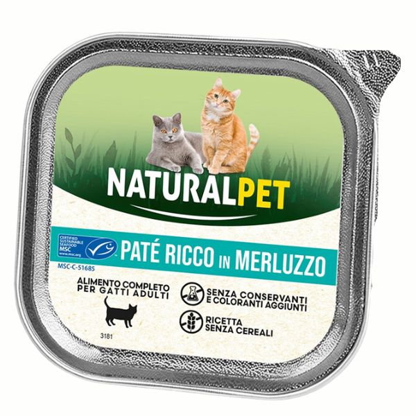 Image of NaturalPet Cat Adult Patè Grain Free 100 gr - Merluzzo Confezione da 6 pezzi Cibo umido per gatti