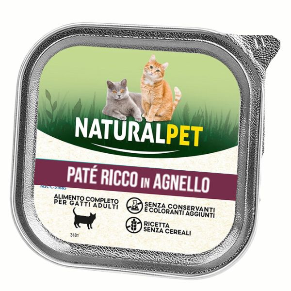 Image of NaturalPet Cat Adult Patè Grain Free 100 gr - Agnello Confezione da 6 pezzi Cibo umido per gatti