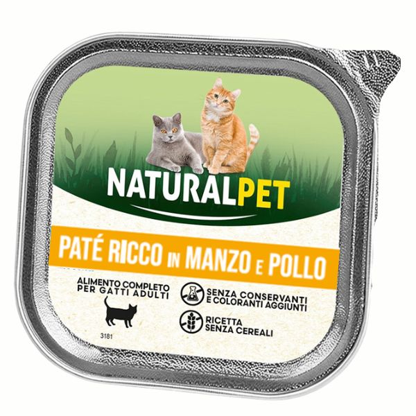 Image of NaturalPet Cat Adult Patè Grain Free 100 gr - Pollo e manzo Cibo umido per gatti