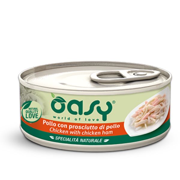 Oasy Specialità Naturale Cat Adult Straccetti in soft-jelly 150 gr - Pollo e Prosciutto Confezione da 6 pezzi