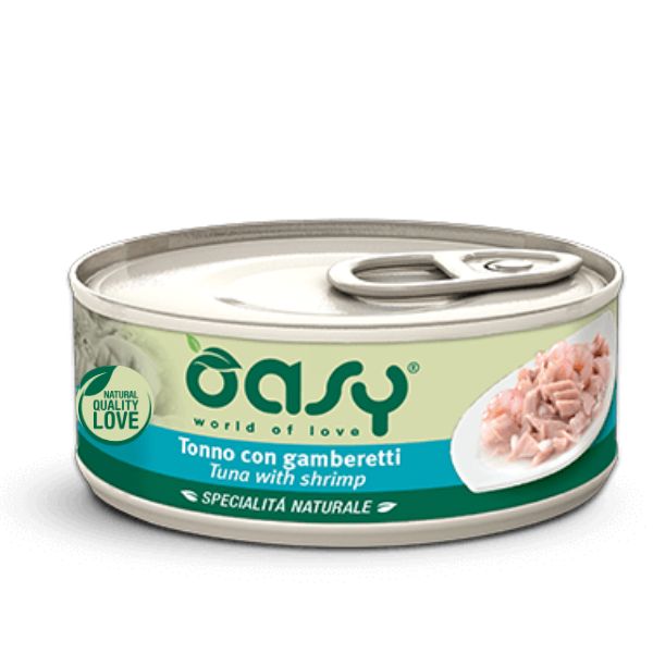 Oasy Specialità Naturale Cat Adult Straccetti in soft-jelly 150 gr - Tonno con Gamberetti Confezione da 6 pezzi