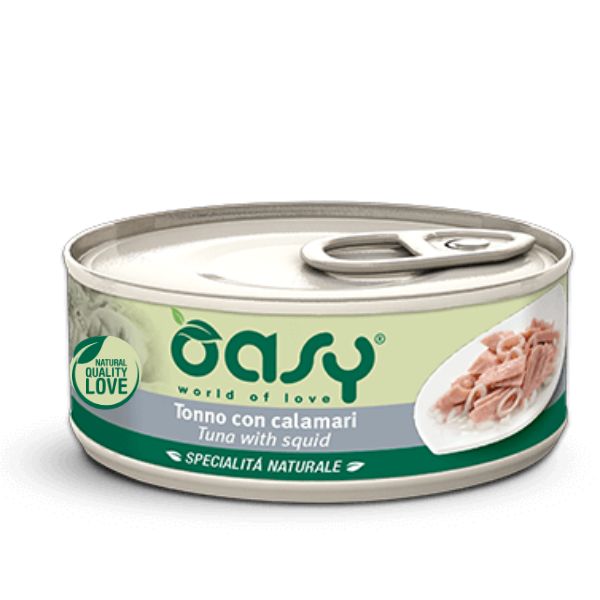 Image of Oasy Specialità Naturale Cat Adult Straccetti in soft-jelly 150 gr - Tonno e Calamari Confezione da 6 pezzi Cibo umido per gatti