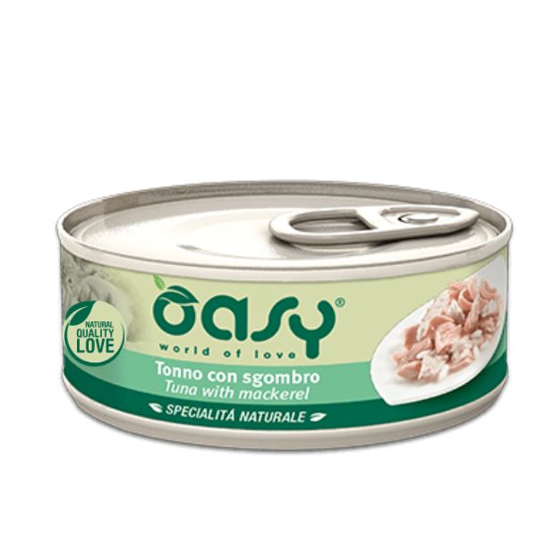 Image of Oasy Specialità Naturale Cat Adult Straccetti in soft-jelly 150 gr - Tonno e Sgombro Confezione da 6 pezzi Cibo umido per gatti