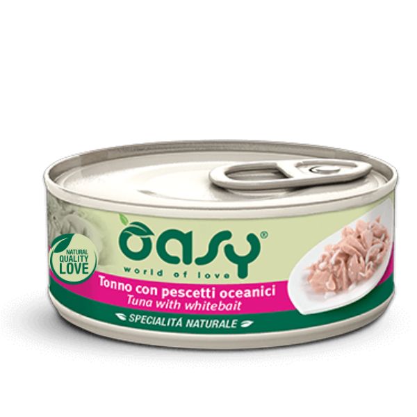 Oasy Specialità Naturale Cat Adult Straccetti in soft-jelly 150 gr - Tonno con Pescetti Oceanici Confezione da 6 pezzi