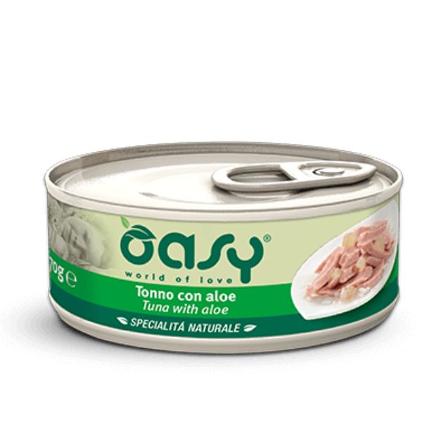 Image of Oasy Specialità Naturale Cat Adult Straccetti in soft-jelly 70 gr - Tonno con Aloe Confezione da 24 pezzi Cibo umido per gatti