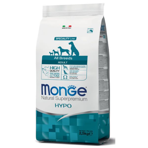 Image of Monge Natural Superpremium All Breeds Adult Hypo con Salmone e Tonno - 12 kg Croccantini per cani
