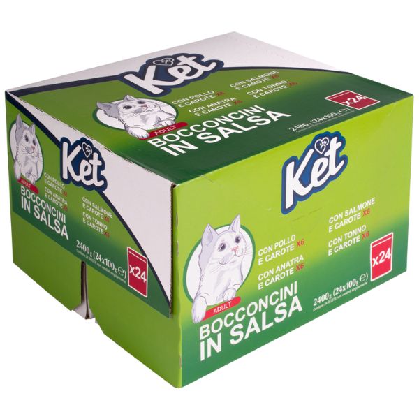 Image of Ket Adult Bocconcini in salsa multipack 24x100 gr - mix carne e pesce Cibo umido per gatti